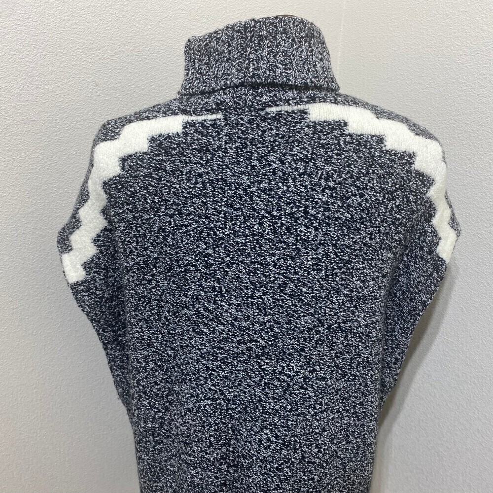 LOFT Turtle Neck Tunic Vest Sweater Size XS/S Oversized Cream/Black\Red - Picture 10 of 12